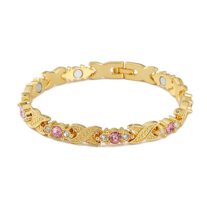 Bracciale Minimalista Magnetico Regolabile a Forma di Foglia in Lega di Zinco Placcato con Design Geometrico per Donna e Uomo