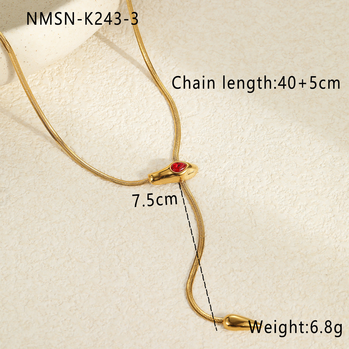Collana da donna alla moda in acciaio inossidabile a forma di serpente con intarsio in zircone, catena clavicola retrò minimalista
