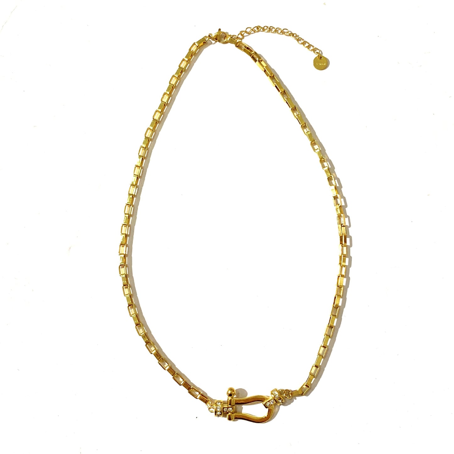 Elegant Geometric Stainless Steel Rhinestone Inlay Necklace for Women