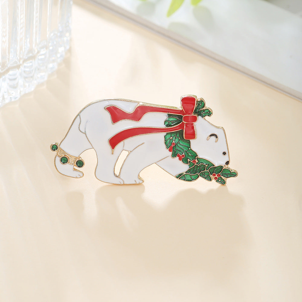 Geometric Drip Oil Plated Alloy Brooch with Christmas Pumpkin Reindeer Snowman Sleigh Ghost Apple Designs for Women