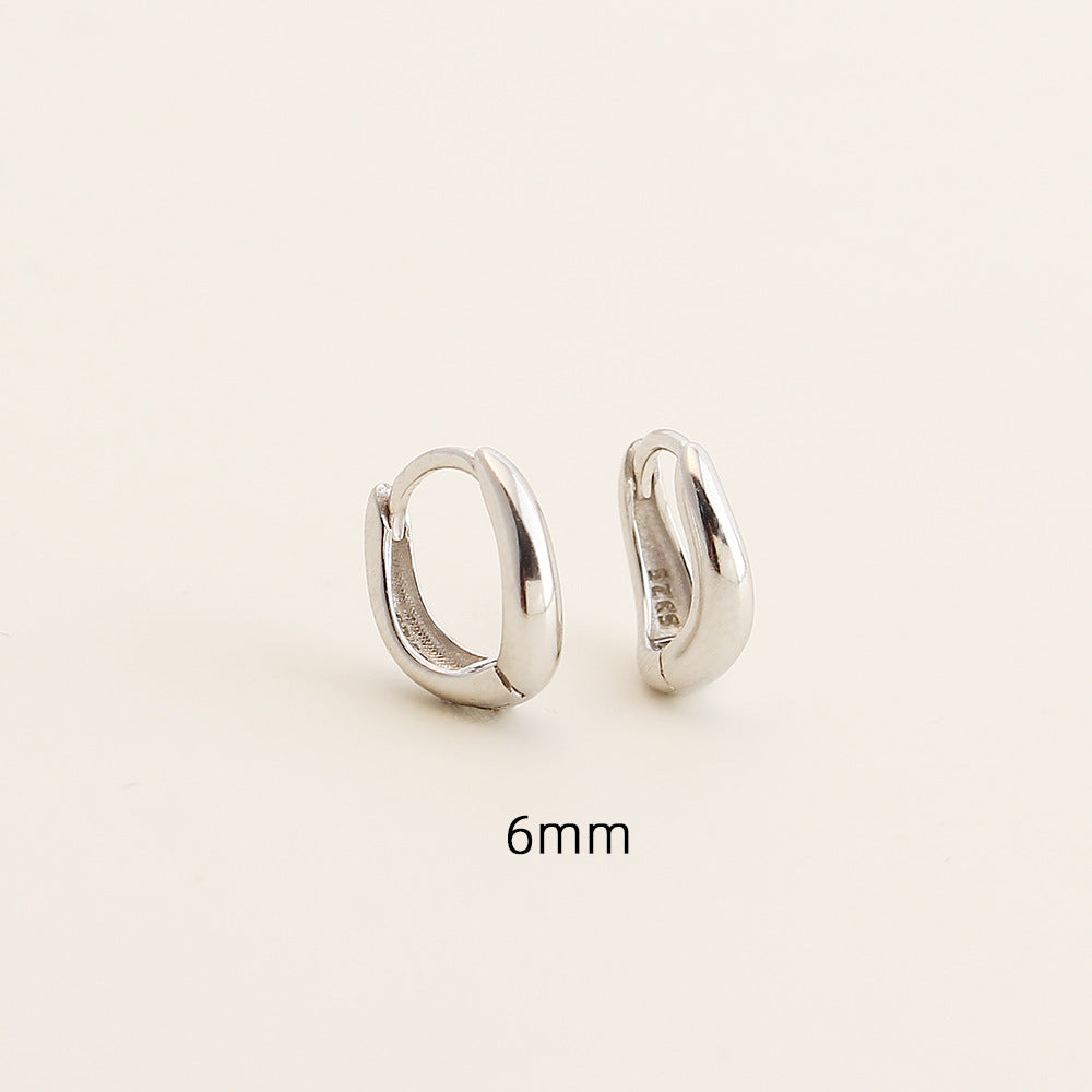 Pendientes de aro pulidos redondos geométricos de plata de ley 925 minimalistas