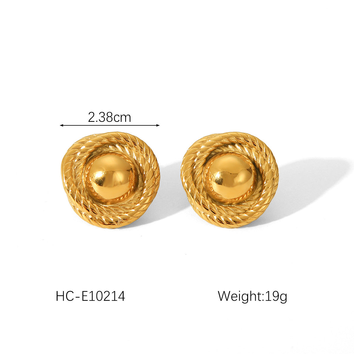 Geometric Spiral Swirl Titanium Steel Earrings with 18K Gold Plating and Pearl Accents for Women