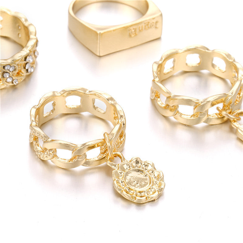 Minimalist Geometric Alloy Plated Ring with Rhinestone and Crystal Inlay for Unisex