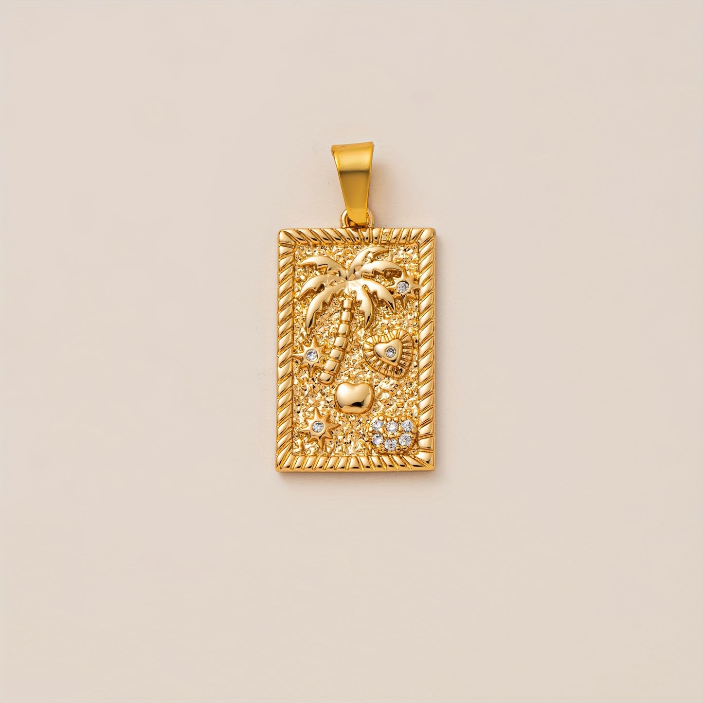 Sweet 14K Gold Plated Brass Floral Pearl Heart Star Geometric Plant Pendant Necklace Charm Bar