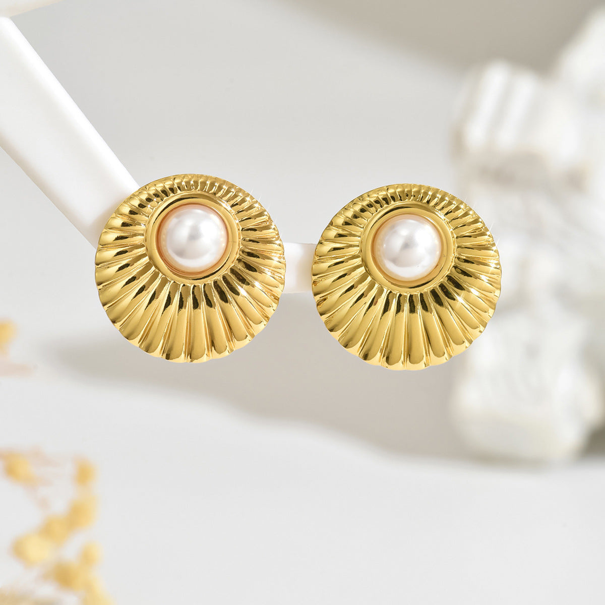 Beach Style Stainless Steel Geometric Starfish Shell Stud Earrings for Women