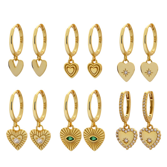Orecchini a Cuore in Argento Sterling 925 Placcato con Strass