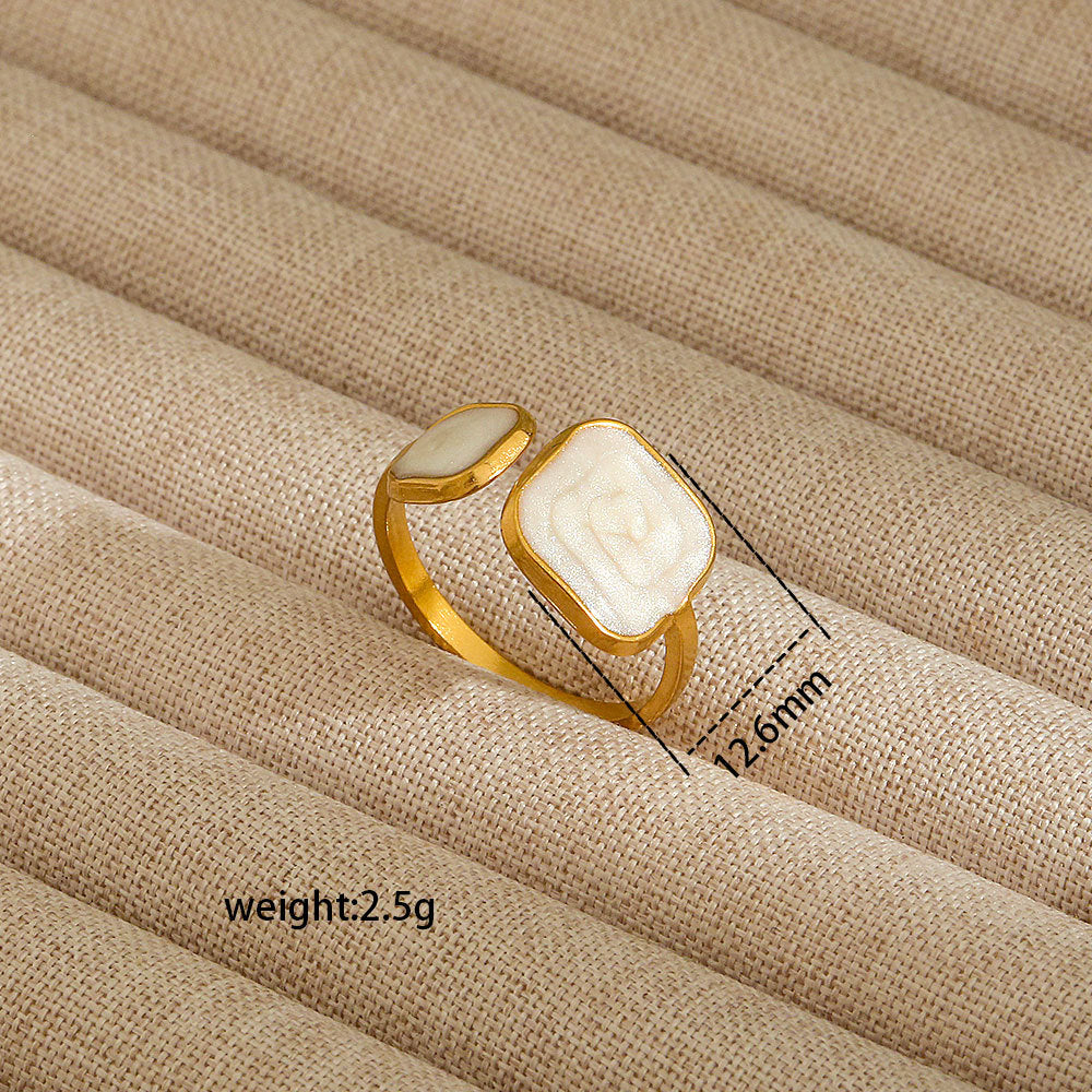 Anillo abierto irregular de acero inoxidable para mujer con baño de oro de 18K, diseños geométricos de corazón, estrella, letras y constelaciones