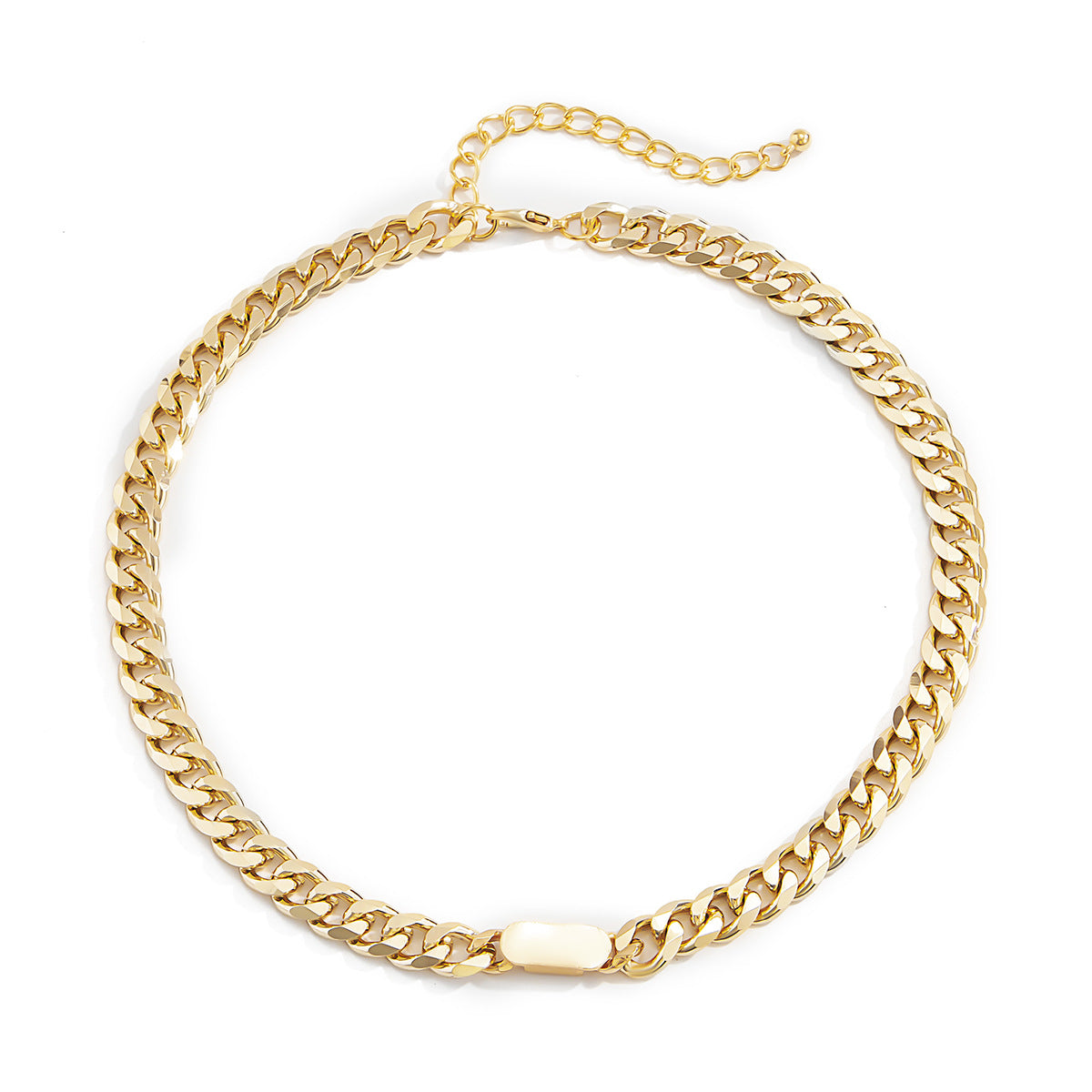 Collar de aleación geométrica personalizada con cadena gruesa de cruz y cierre de metal