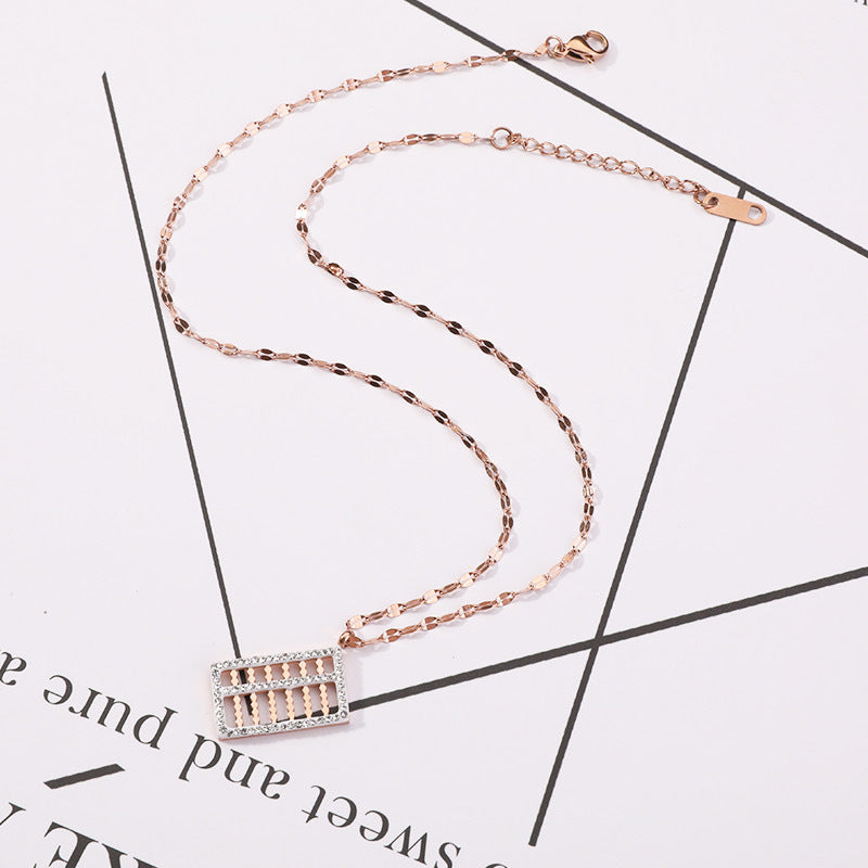 Geometric Abacus Pendant Necklace in Titanium Steel with Plated Finish for Women and Men