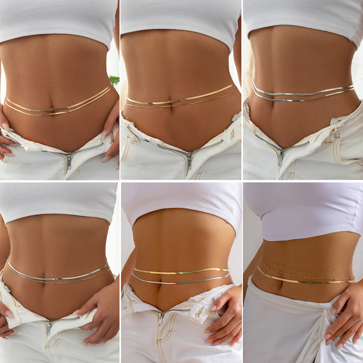 Minimalist Double Layer Snake Chain Cross Tassel Body Chain for Women