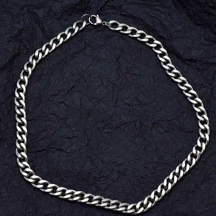 Collana a catena a maglie cubane in acciaio inossidabile lucido da uomo e donna, gioielli hip hop unisex senza ciondolo