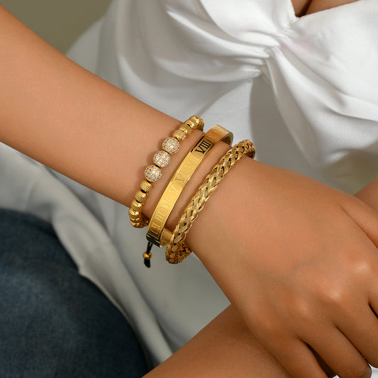 Pulsera geométrica minimalista de cobre en forma de U con incrustaciones de circonita, ajustable, unisex, para regalo de empresa