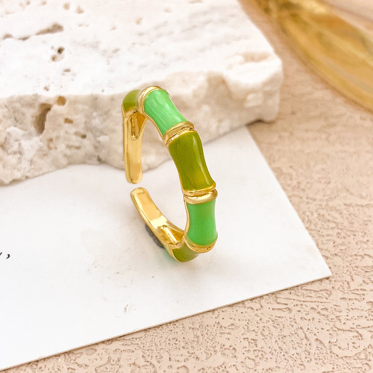 Sweet Floral Enamel Plated Alloy Ring for Women