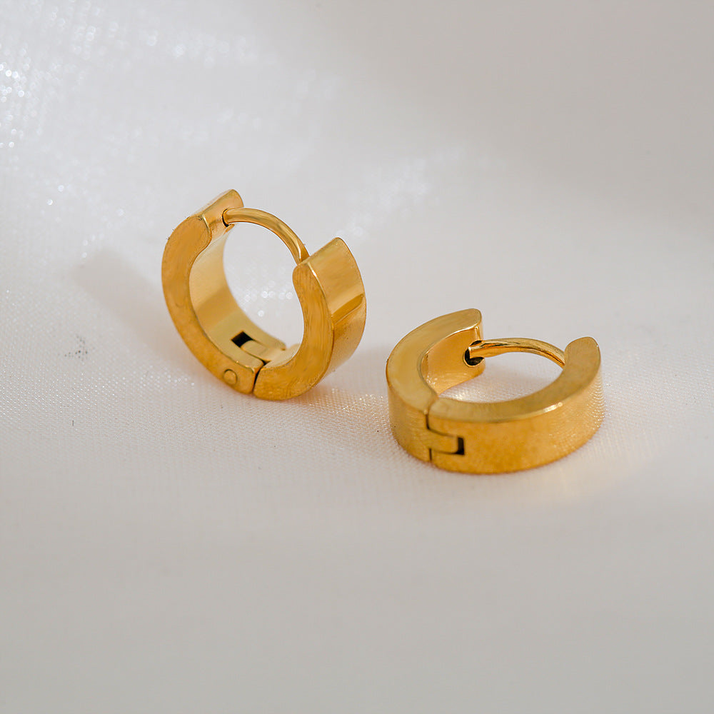 Pendientes minimalistas de acero inoxidable en forma de U con acabado chapado para hombres y mujeres
