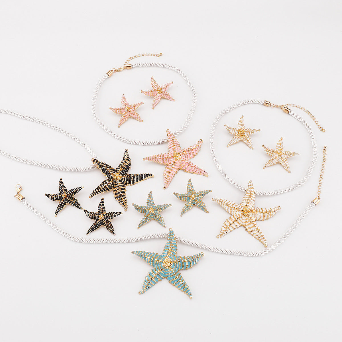 Pendientes de aleación con forma de estrella, inspirados en el océano veraniego, con acabado galvanizado para mujer, joyas texturizadas informales para vacaciones