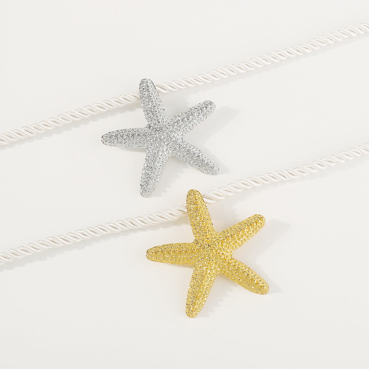 Collar con colgante de estrella de mar, dulce y atrevido, para mujer, con diseño geométrico, aleación y hierro galvanizados, cadena de cuerda, largo a la clavícula.