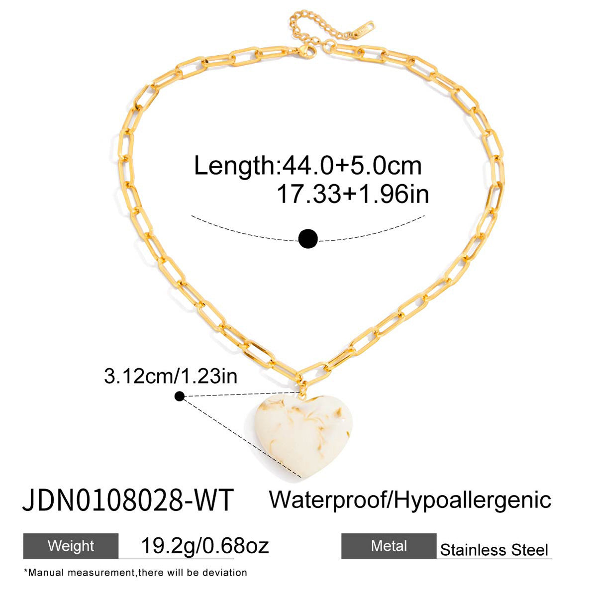 Collana con Ciondolo a Cuore Minimalista in Acciaio al Titanio Placcato per Donna, Catena Leggera da Abbinare a Strati