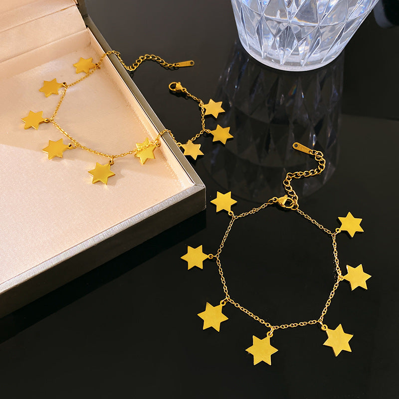 Six-Pointed Star Titanium Steel Plated Bracelet Unisex