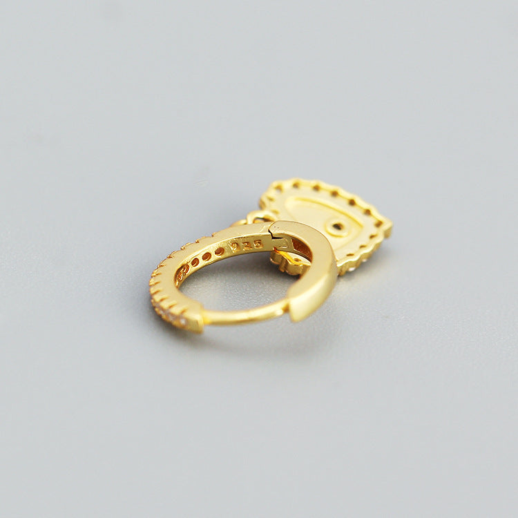 Orecchini a perno minimalisti a forma di cuore in argento sterling con intarsio completo di strass per donna