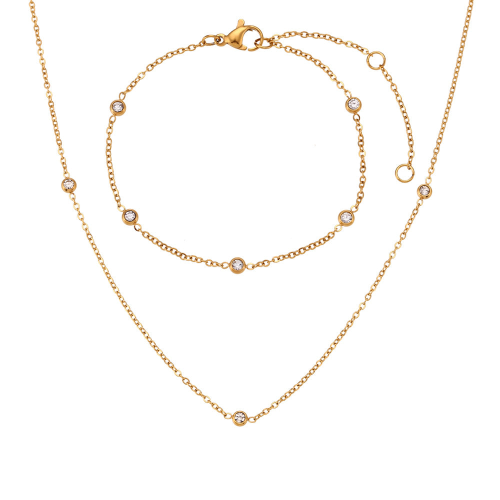 Minimalist Fashion Stainless Steel Micro-Paved Round Ball Necklace with Electroplated Finish for Women