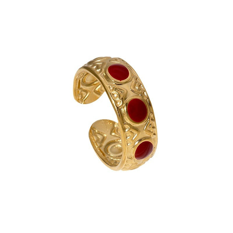Vintage Geometric Adjustable 18K Gold Plated Stainless Steel Ring for Women
