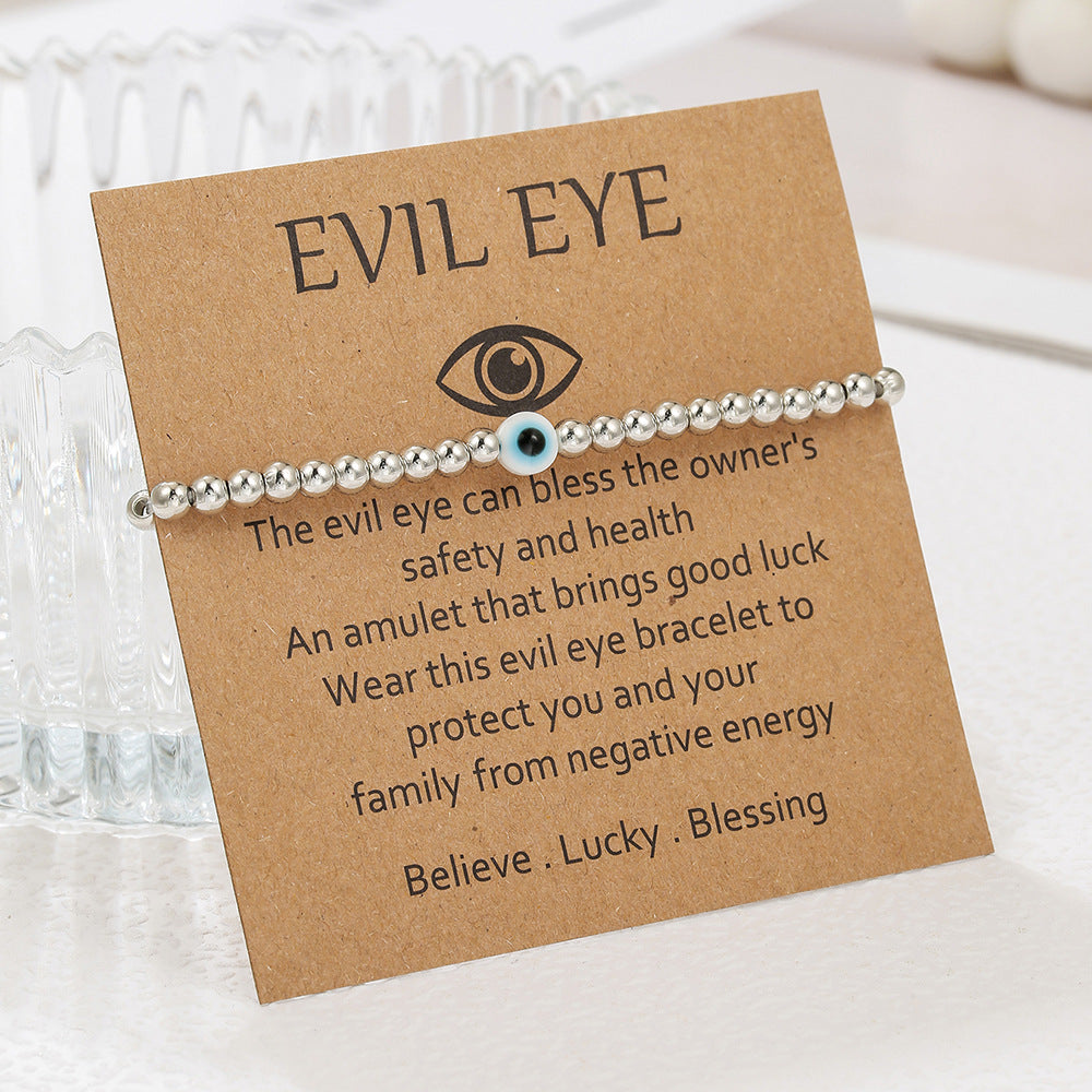 Handmade Round Acrylic Evil Eye Beaded Bracelet Unisex Friendship Jewelry