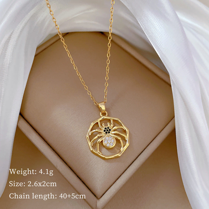 Minimalist Geometric Moon Pendant Necklace for Women and Men Stainless Steel Snake Chain with Full Rhinestone Accents