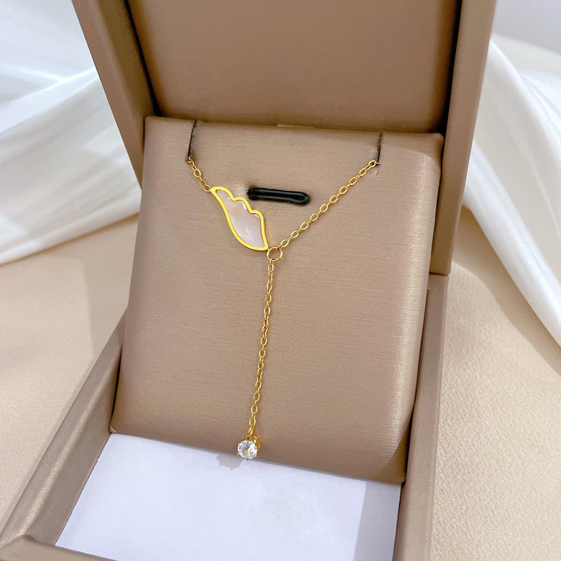 Collar Minimalista de Acero de Titanio con Colgante de Alas de Ángel para Mujer, Diseño Geométrico, Cadena de Camafeo con Baño de Oro