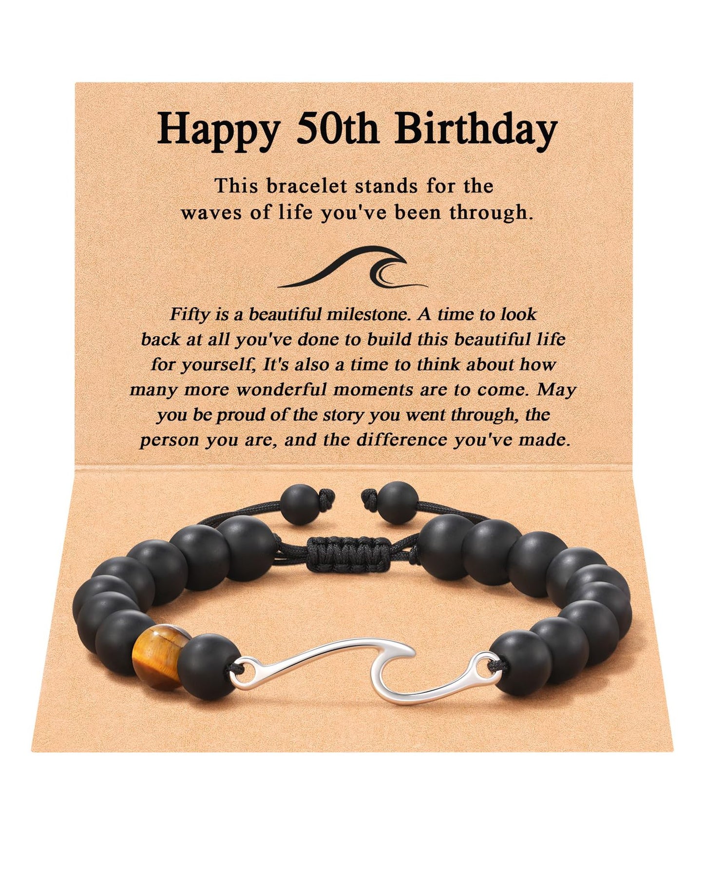 Natural Polished 8mm Black Agate Tiger Eye Beaded Bracelet Unisex Handmade Woven Strand