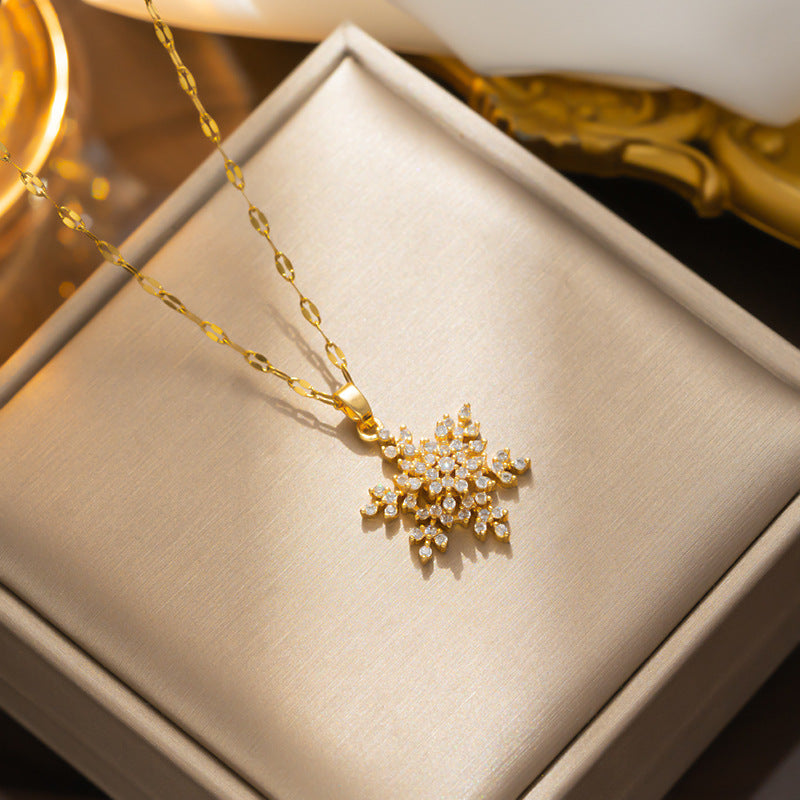 Collar con colgante minimalista de nudo de lazo de acero de titanio para mujer con cadena de serpiente chapada