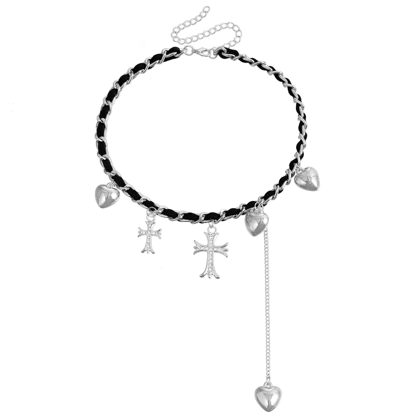 Minimalist Bear Pendant Necklace with Heart Charm on Metal Chain for Women