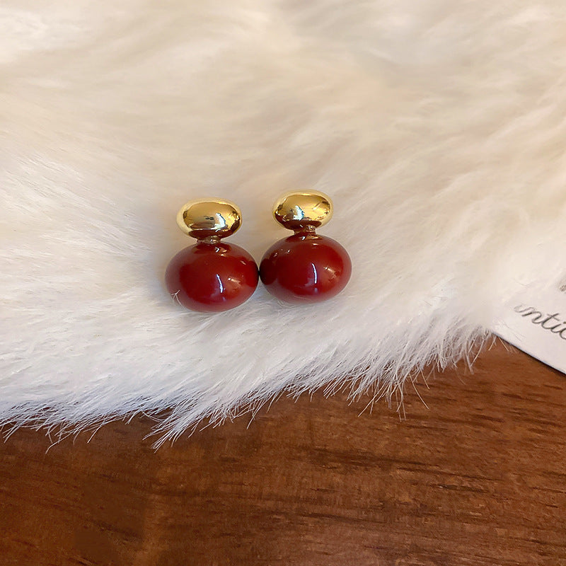 Elegant Geometric Earrings for Women with Enamel Finish in Copper and Stainless Steel Studs