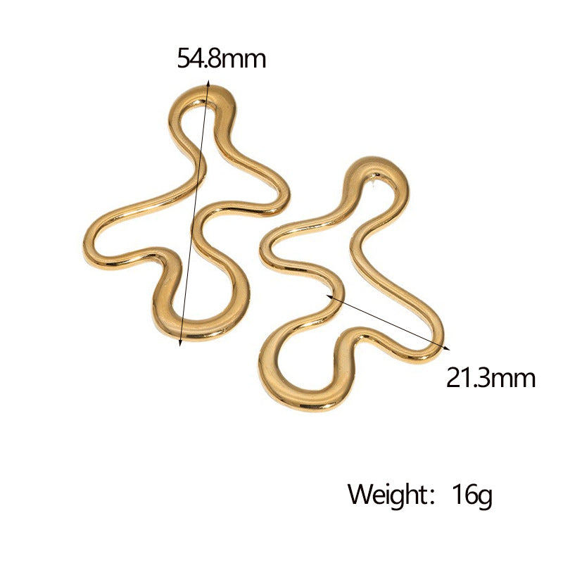Minimalist Irregular Geometric Stainless Steel Earrings with 18K Gold Plating for Women