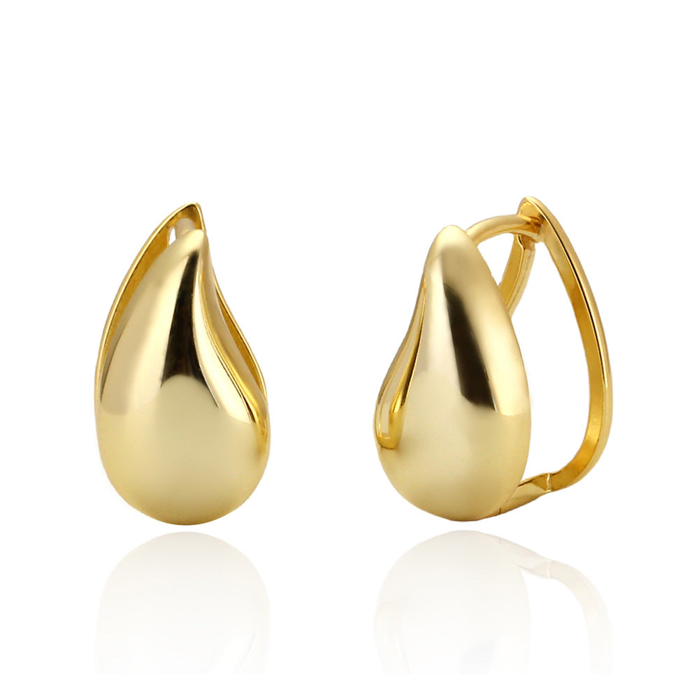 Pendientes de Plata Esterlina S925 Minimalistas con Forma de Gota de Agua y Acabado Pulido para Mujer