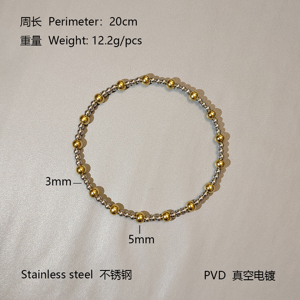 Geometric Plated Stainless Steel Elastic Beaded Charm Bar Unisex