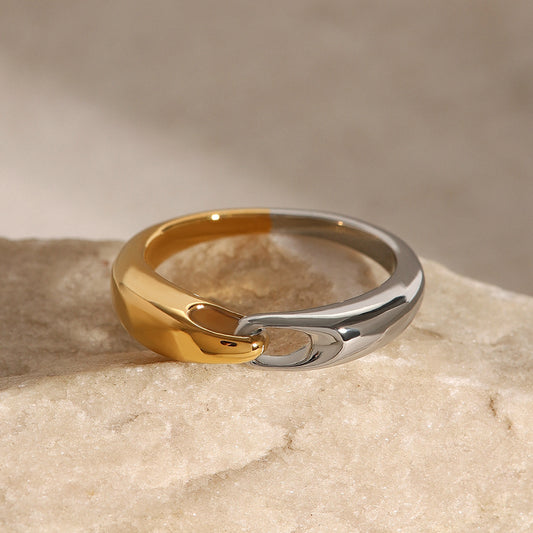 Minimalist Geometric Stainless Steel Ring with Plating Finish for Women