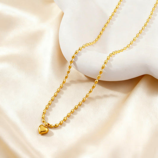 Collar de Corazón de Acero Inoxidable con Baño de Oro de Lujo para Mujer