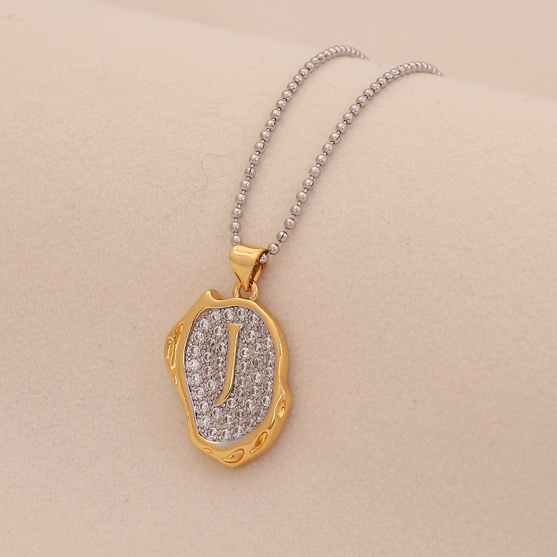 Retro Letter Pendant Necklace for Women in Brass with Minimalist Elegant Locket Style