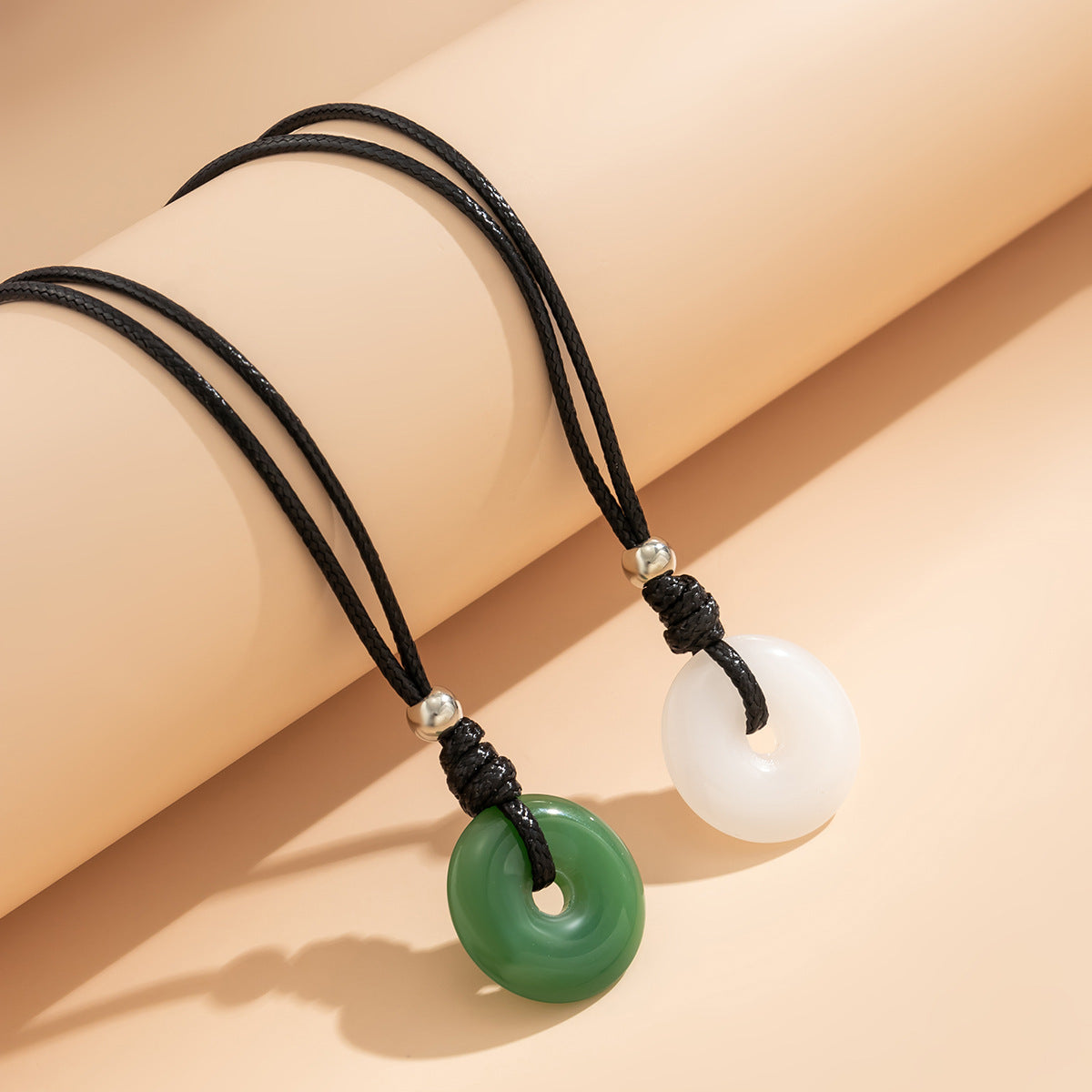 Sweet Casual Geometric Round Glass Bead Chain Layered Necklace for Women