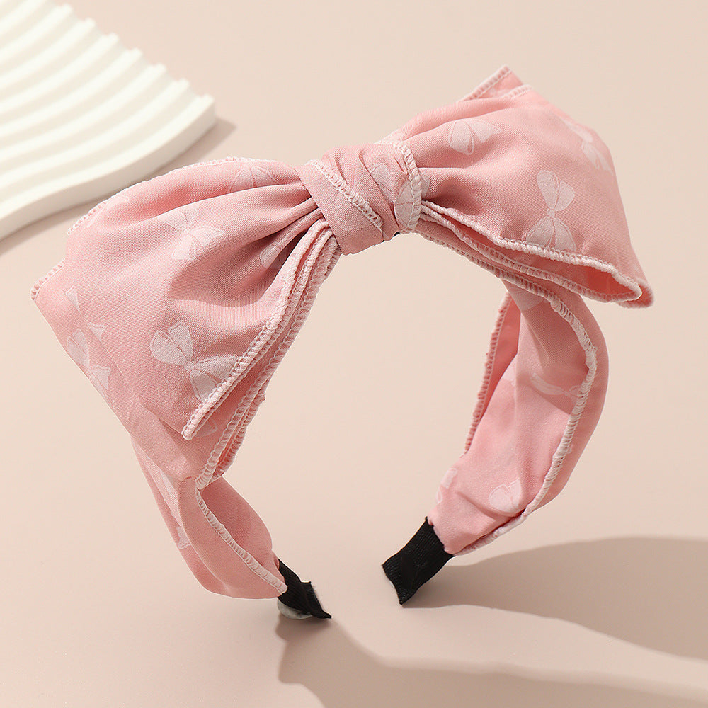 Minimalist Pink Bow Fabric Headband for Girls Summer Children's Hair Accessory Princess Style