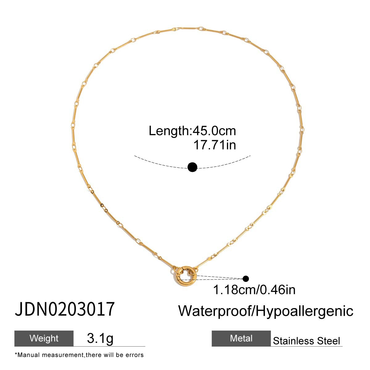 Minimalist Elegant Geometric Oval Stainless Steel Plated Titanium Steel Pendant Necklace Charm Bar for Women
