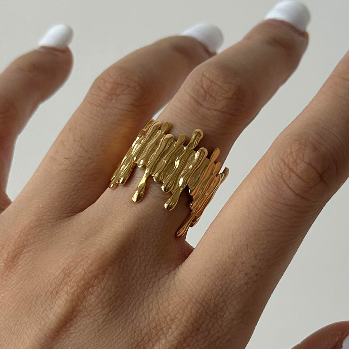 Anello aperto minimalista geometrico in acciaio inossidabile con finitura placcata, per gioielli unisex