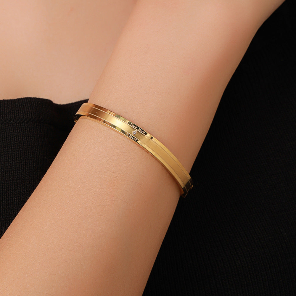PVD Stainless Steel Round Geometric Bracelet True Love Couple Gift