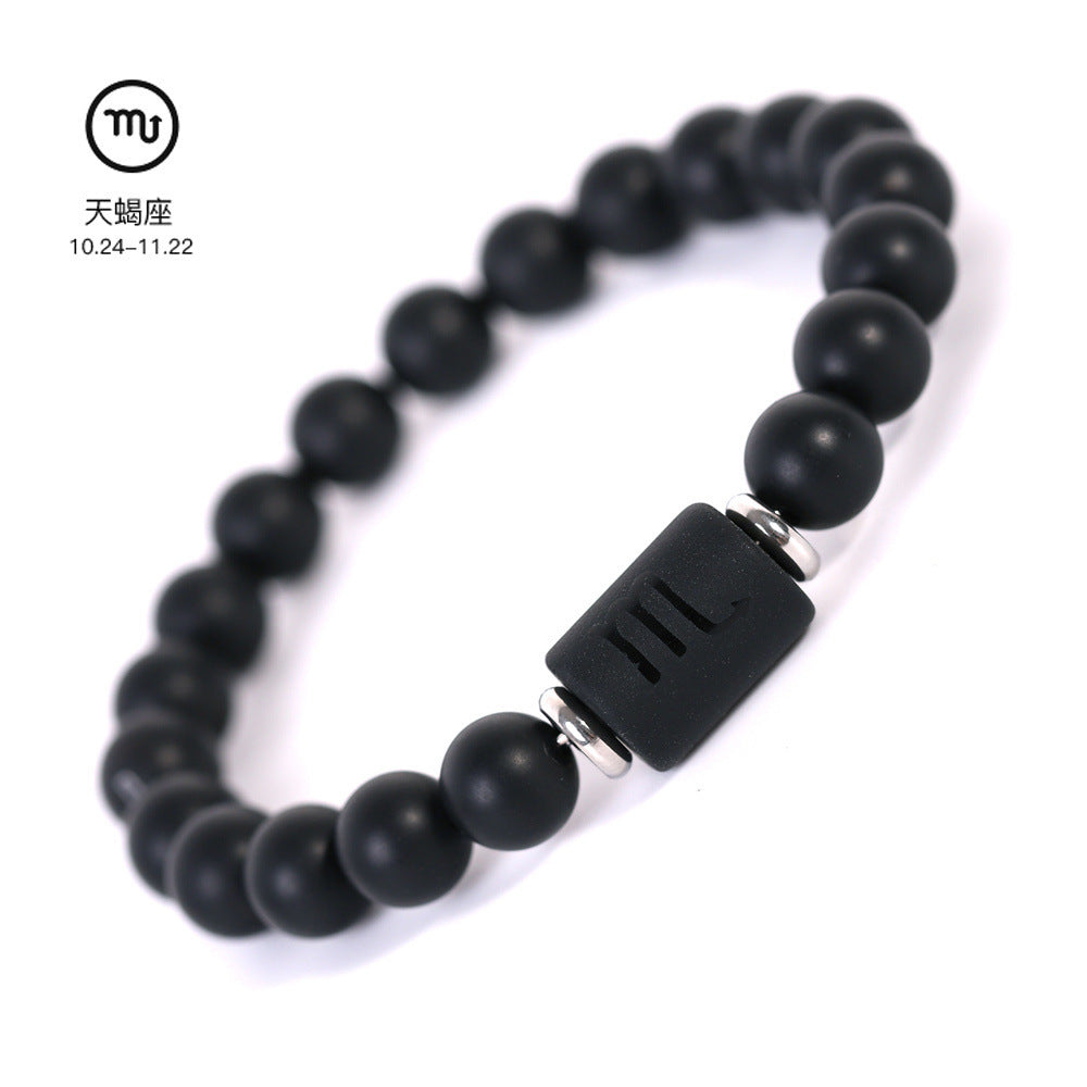 Elegant Business Matte Round Geometric Glass Zodiac Bracelet Unisex Gift