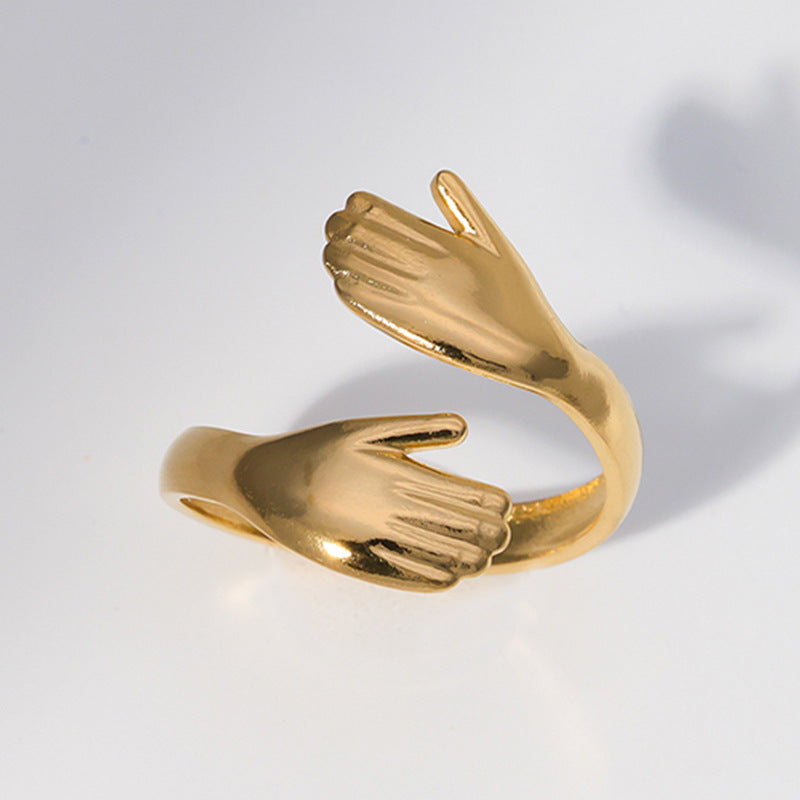 Hip-hop Punk Hand Shape Plated Titanium Steel Adjustable Ring for Unisex