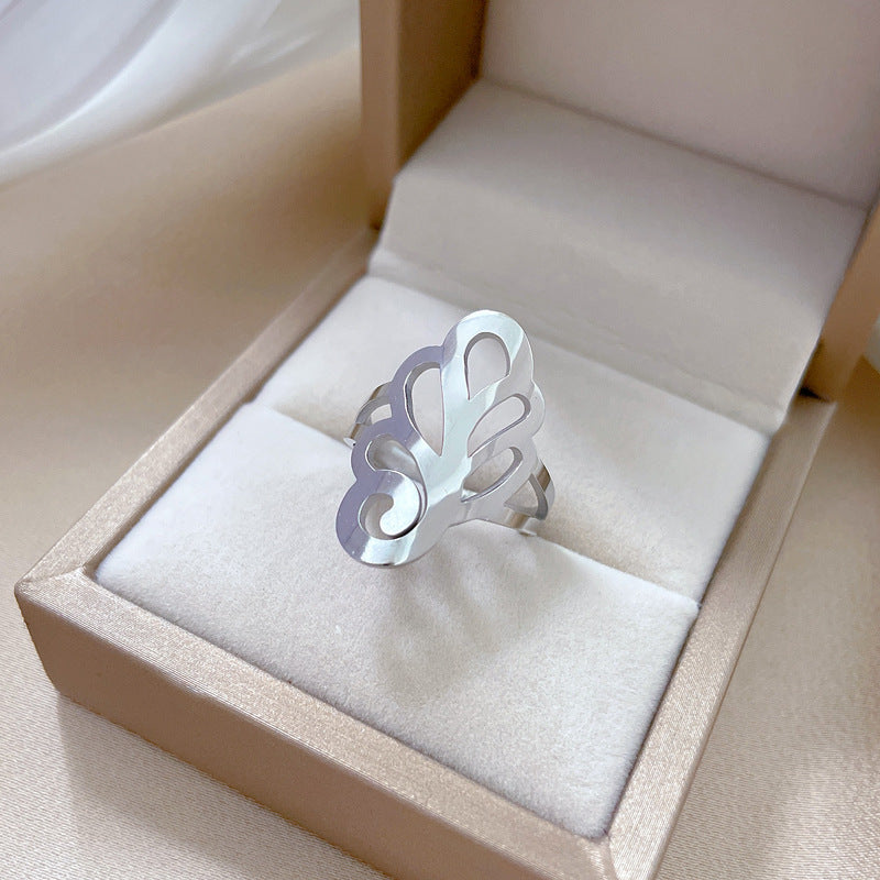 Anello Minimalista in Acciaio al Titanio a Forma di Corona per Uomo e Donna, Finitura Lucida, Anello per Dito Indice alla Moda