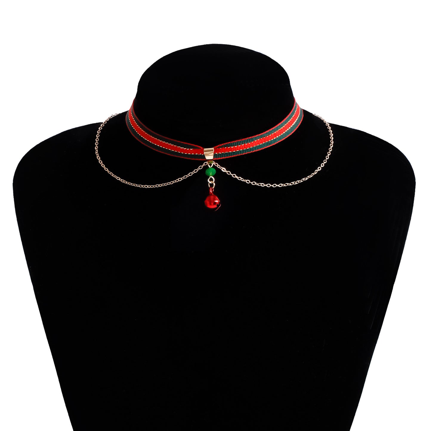 Christmas Santa Pendant Necklace with Enamel Detail on Metal Chain for Women, Geometric Style Fashion Choker