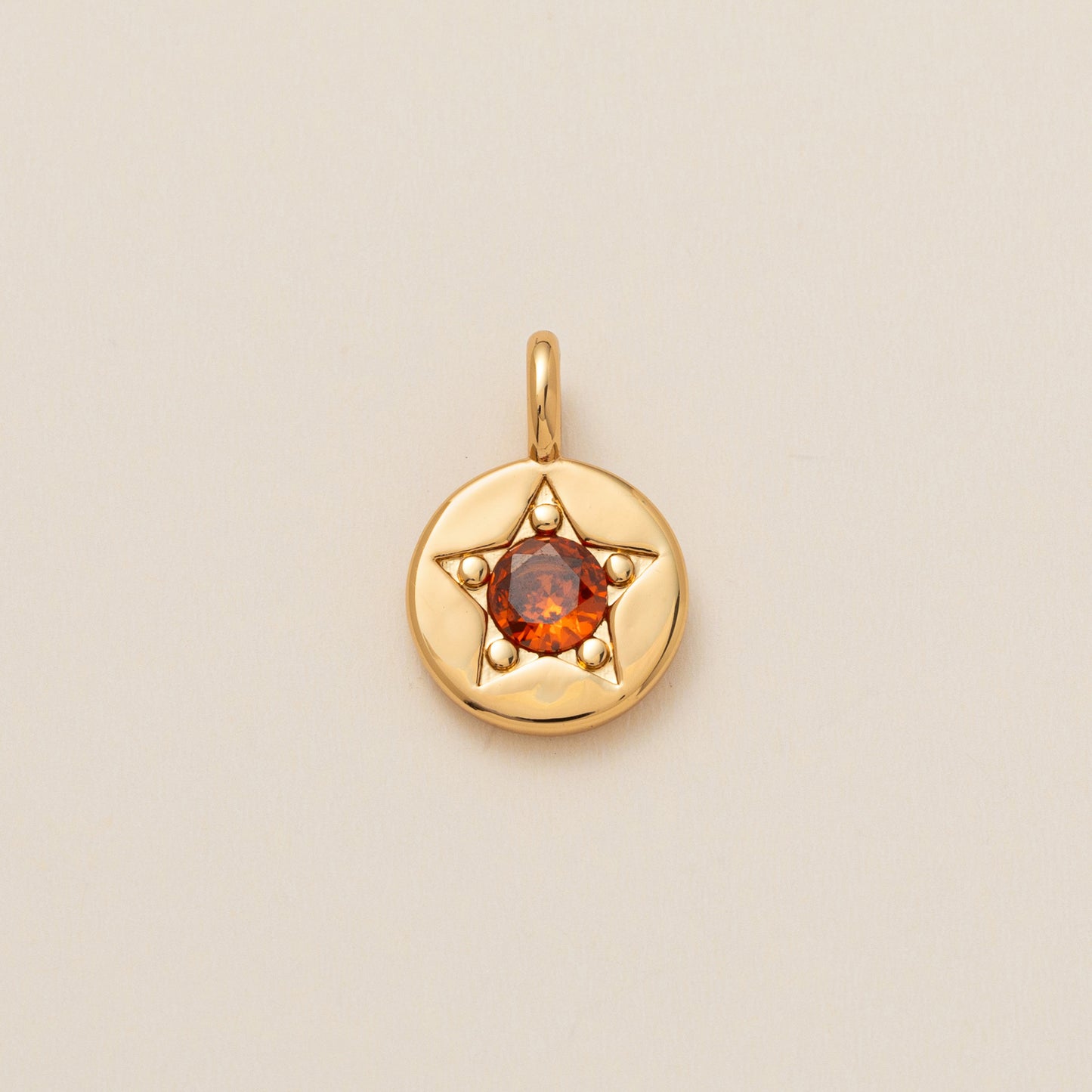 Colorful Cubic Zirconia Star Round Pendant Brass Plated Necklace Charm Bar for December Birthstone