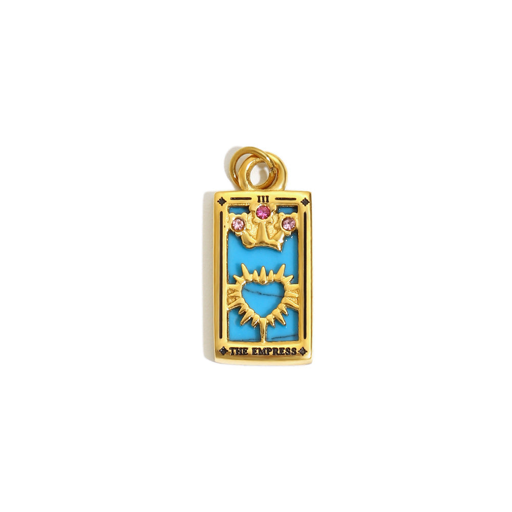 Fashionable Geometric Sun Star Tarot Pendant Necklace in Stainless Steel with 18K Gold Plating
