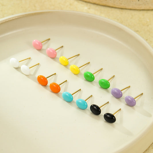 Orecchini a perno con perline in acciaio inossidabile alla moda e minimalisti, con placcatura in oro 18 carati e accento a goccia per donne